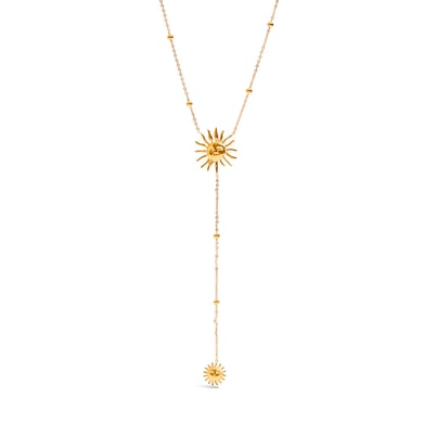1 collar con colgante de cadena larga de acero inoxidable dorado con diseño de sol sexy para mujer h5 