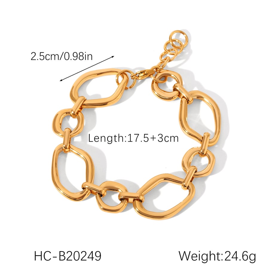 1 par de pulseras de cadena de acero inoxidable geométricas diarias de serie simple para mujer Imagen2