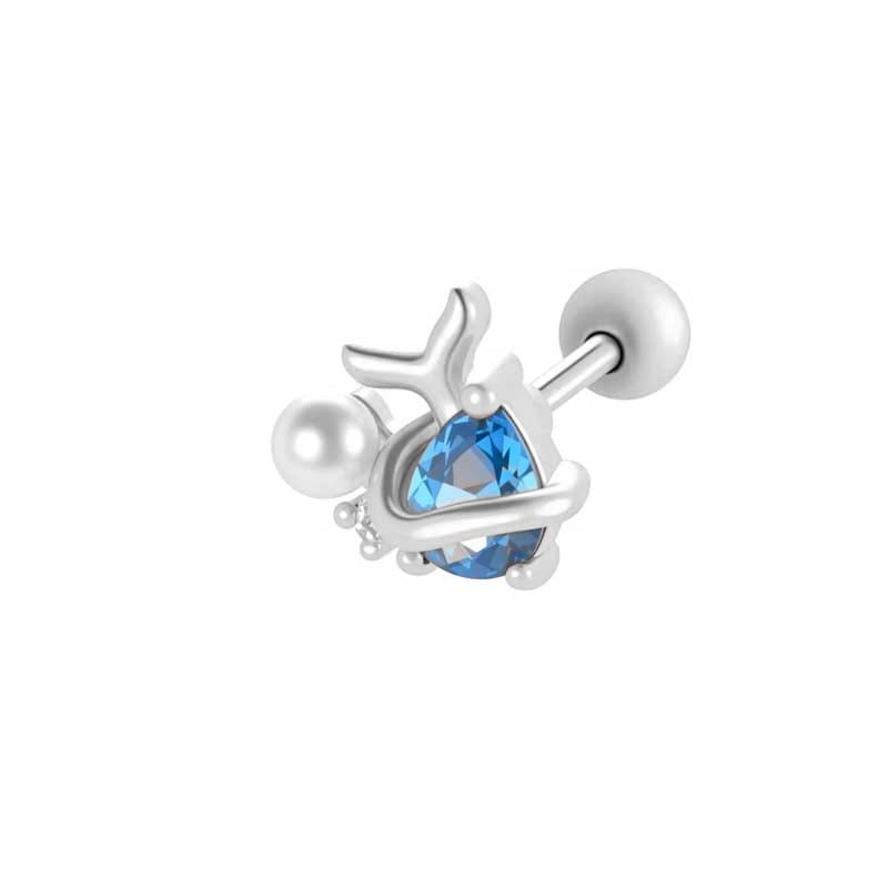 1 Adet Çiçek Bakır Altın Rengi Zirkonyum Piercing Küpe 