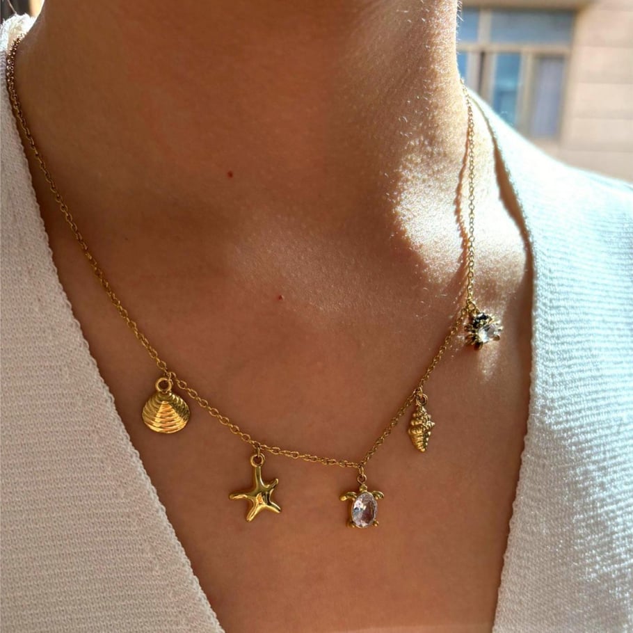 1 Piece Oceanic Stainless Steel Gold Color Pendant Necklace Picture2