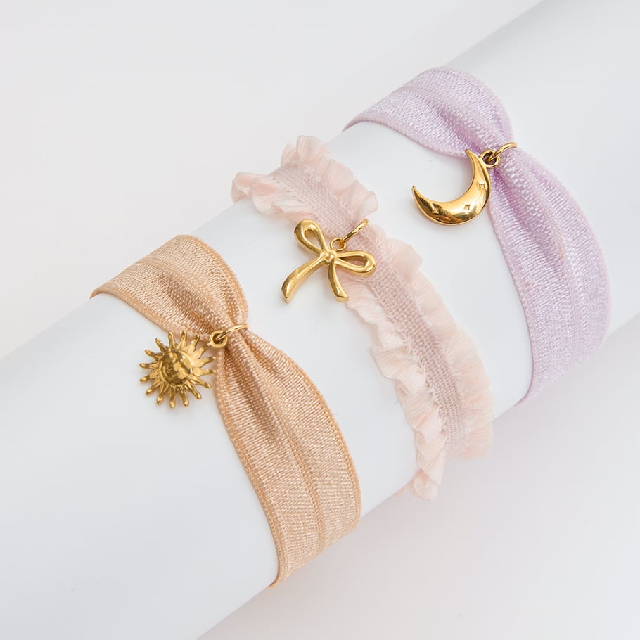 1 Piece Sweet Bowknot Stainless Steel Gold Color Women's Charm Bracelets Picture3