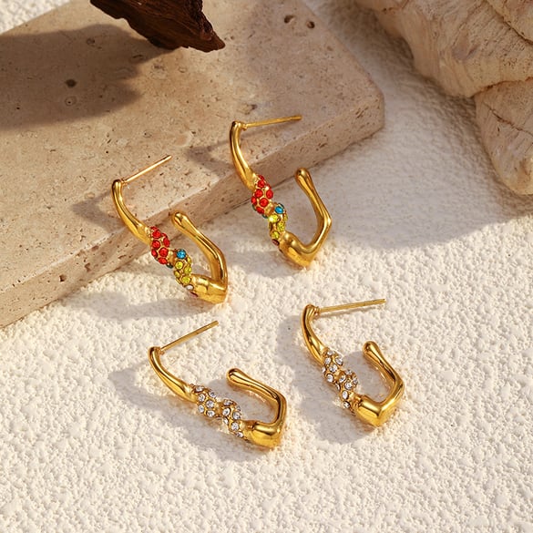 1 Paar Creolen aus Edelstahl in unregelmäßiger Form und Goldfarbe