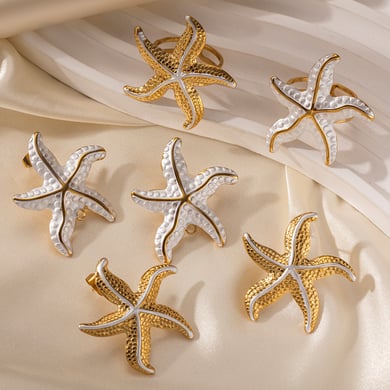 Starfish Stainless Steel Gold Color Earrings Set h5 Picture2