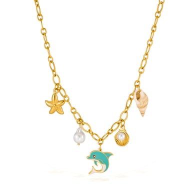 1 Piece Retro Starfish Stainless Steel Gold Color Women's Pendant Necklaces h5 
