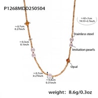 P1268- Collar de cuentas de piedra natural marrón 42+5cm Imagen2