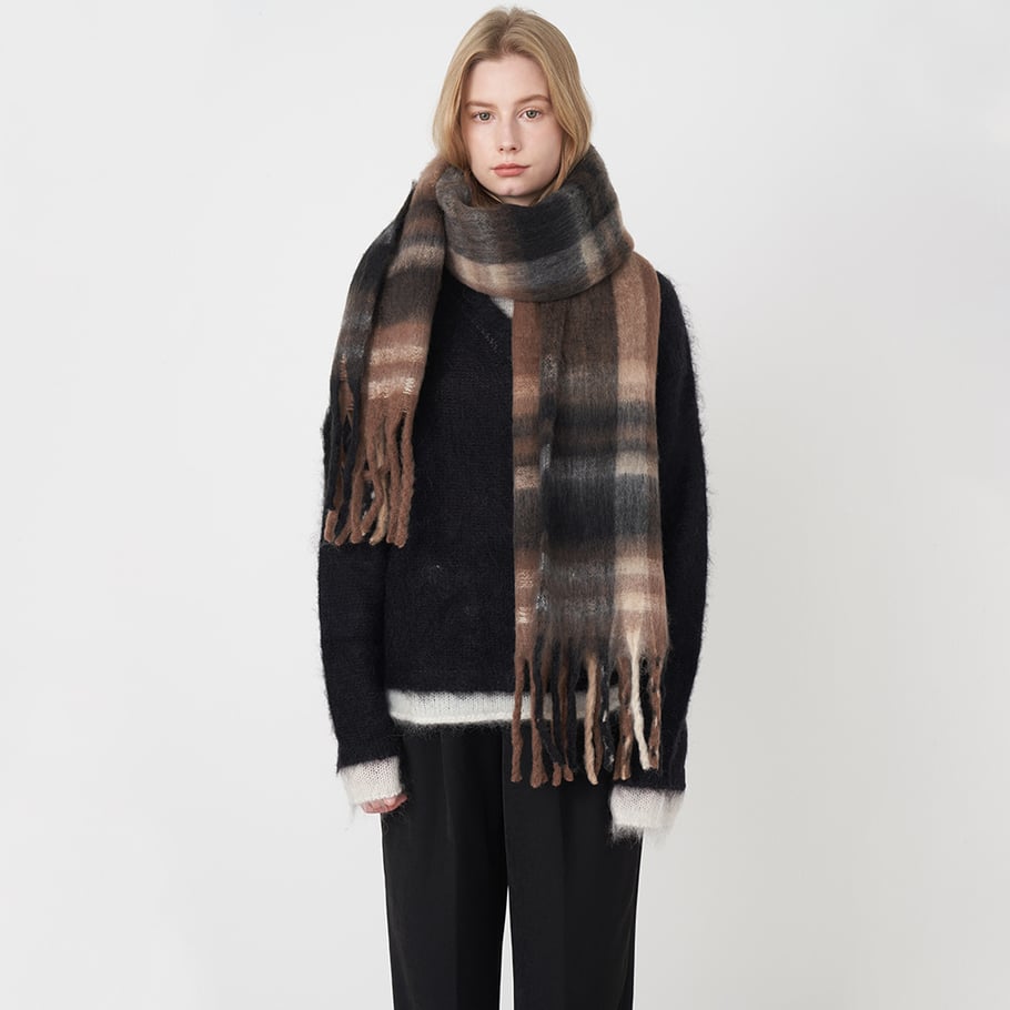 1 Piece Romantic Casual Plaid Mixed Color Polyester Women's Winter Scarves 