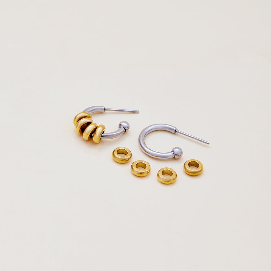 1 Pair Minimalist Circle Stainless Steel Gold Color Women's Hoop Earrings Picture7