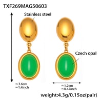 TXF269 - Orecchini in opale verde dorato Immagine4