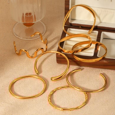 Simple Series Daily Irregular Shape Stainless Steel  Women's Bangles h5 Picture7