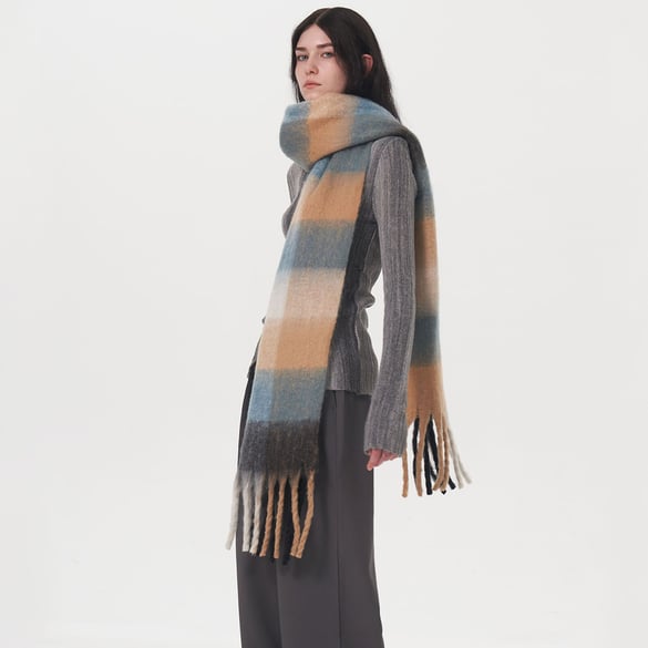 1 Stück Retro Plaid Polyester Damen Winterschals 2