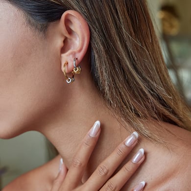 1 Pair Minimalist Circle Stainless Steel Gold Color Women's Hoop Earrings h5 Picture3