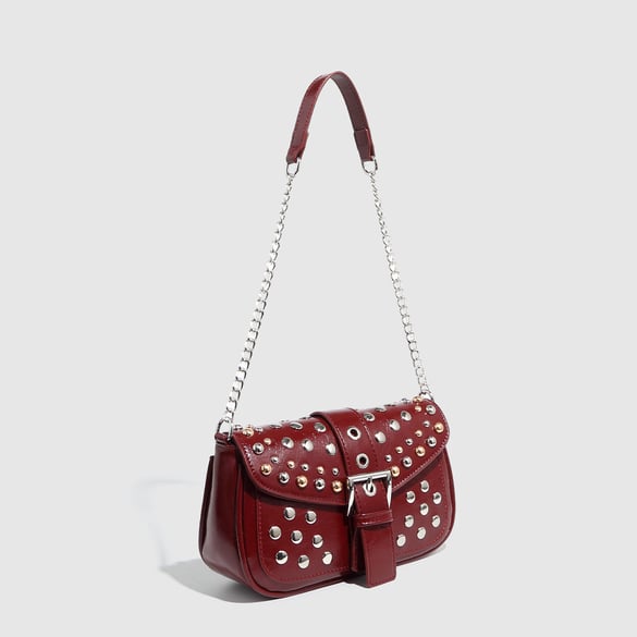 1 Piece Simple Series Hip-Pop/Rock Solid Color Rivet PU Women's Shoulder Bags