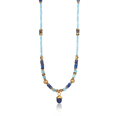1 Piece Classic Series Elegant Sun Natural Stones Gold Color Women's Beaded Necklaces h5 