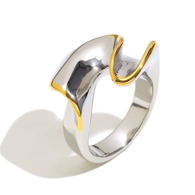 1 Piece Simple Series Casual Mixed Color Stainless Steel Statement Rings h5 Picture4