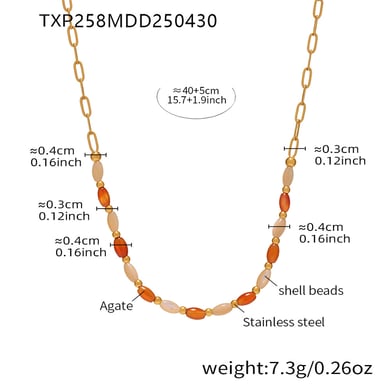 1 Piece Ethnic Series Oval Beads Natural Stones Gold Color Women's Necklaces Sets h5 