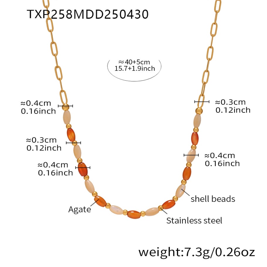1 Piece Ethnic Series Oval Beads Natural Stones Gold Color Women's Necklaces Sets 