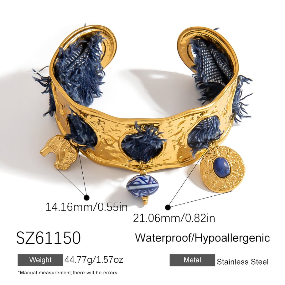 1 elegante pulsera de acero inoxidable con piedra natural para mujer. Imagen2