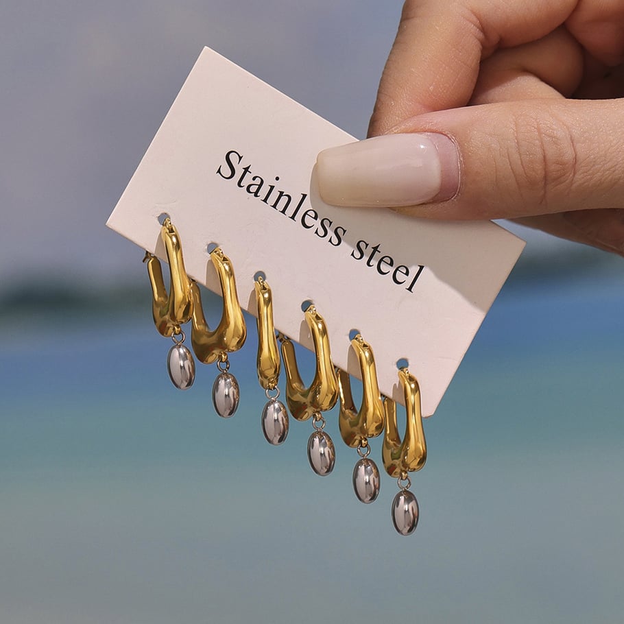 1 Pair Irregular Shape Stainless Steel Gold Color Women's Drop Earrings Picture5