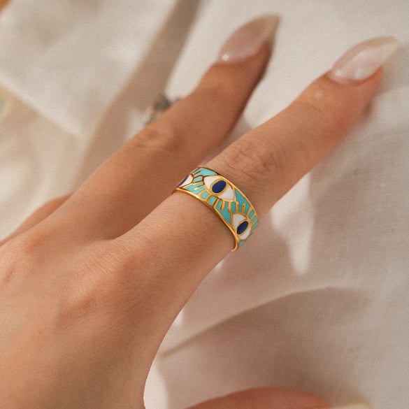 1 Piece Simple  Daily Mixed Color Stainless Steel  Gold Color  Statement Rings 2