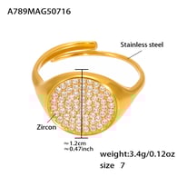 A789 - Anello in oro con zircone rotondo 5A - Misura 7/Numero 7 Immagine3