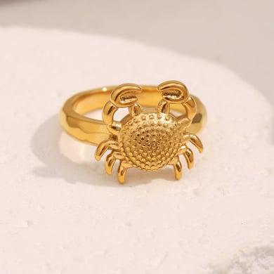 1 stuk klassieke krab roestvrij staal goudkleurige statement ringen h5 Afbeelding3