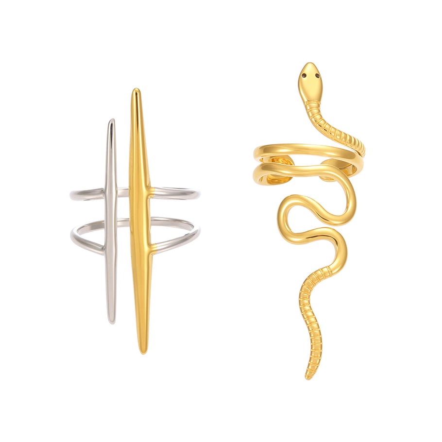 Anelli semplici in acciaio inossidabile color oro con serpente naturale, 1 pezzo Immagine7