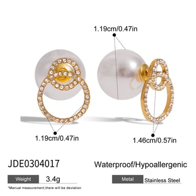 1 Pair Delicate Circle Stainless Steel Gold Color Women's Stud Earrings h5 Picture2