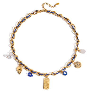 Collier pendentif rétro en acier inoxydable couleur or pour femme, motif tarot, 1 pièce h5 