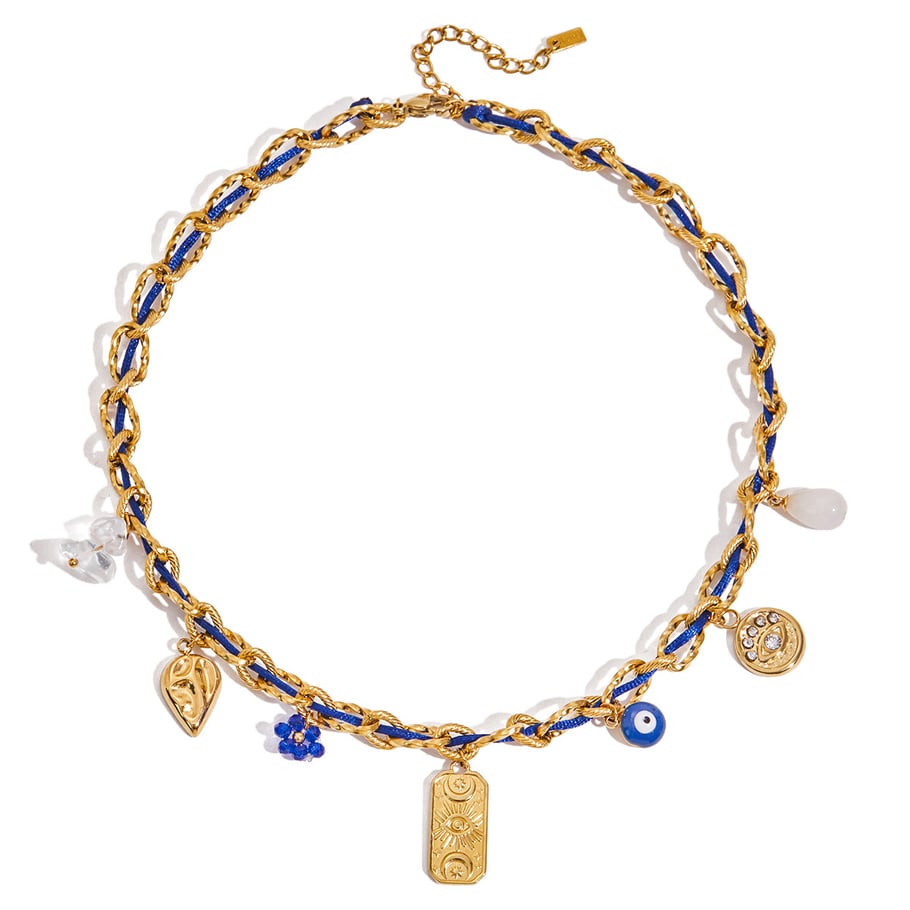 Collier pendentif rétro en acier inoxydable couleur or pour femme, motif tarot, 1 pièce 