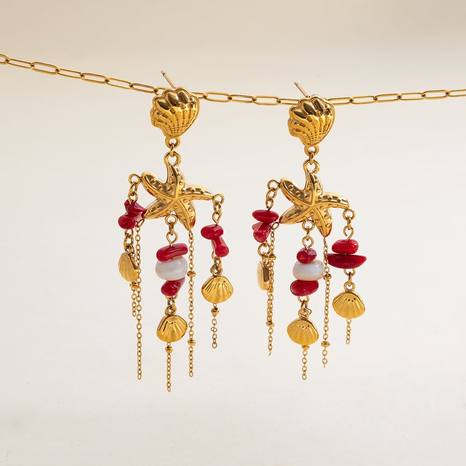 1 Pair Oceanic Natural Shell Stainless Steel Gold Color Women's Drop Earrings Picture7