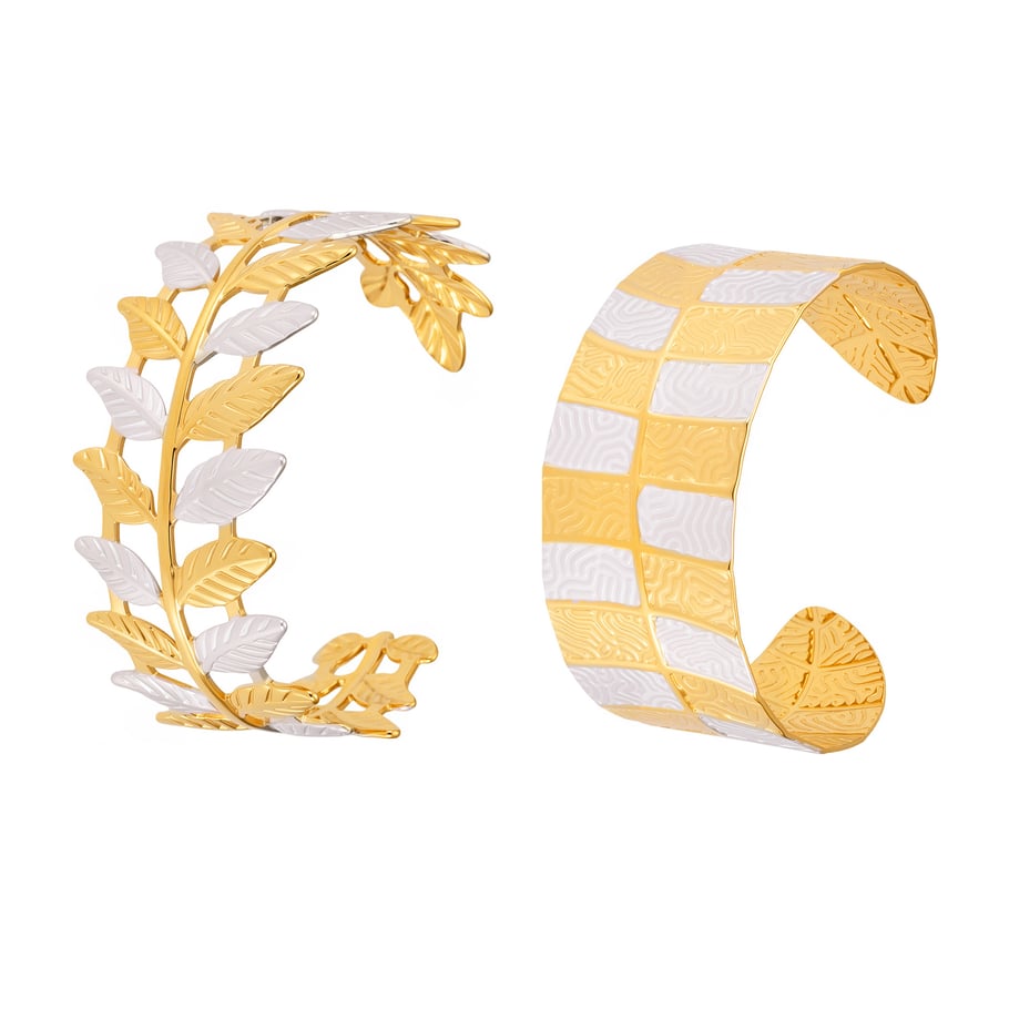 1 Piece Elegant Leaf Stainless Steel Assorted Colors Women's Bangles h5Picture6