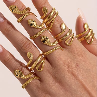 1 Piece Classic Snake Stainless Steel Gold Color Statement Rings h5 Picture2