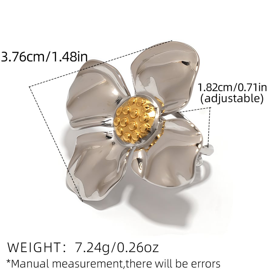 Leichte, luxuriöse, schlichte Statement-Ringe aus Edelstahl mit Blumenmuster Bild2