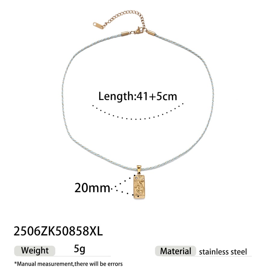 1 Piece Tarot Stainless Steel  Gold Color Natural Stone Beaded Necklace 