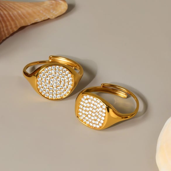 1 Piece Minimalist Geometric Stainless Steel Zircon Women's Gemstone Rings