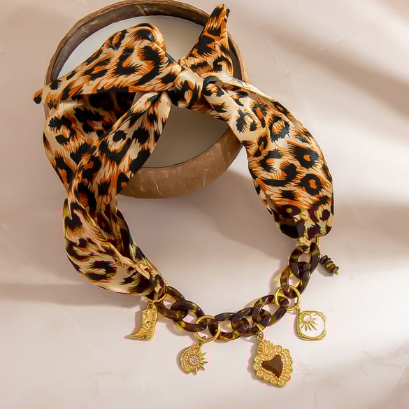 1 Piece Leopard Fabric Pendant Necklace
