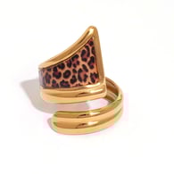 Gold color/One size/1件豹纹戒指 