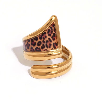 1 pezzo semplice casual leopardato anelli in acciaio inossidabile h5 