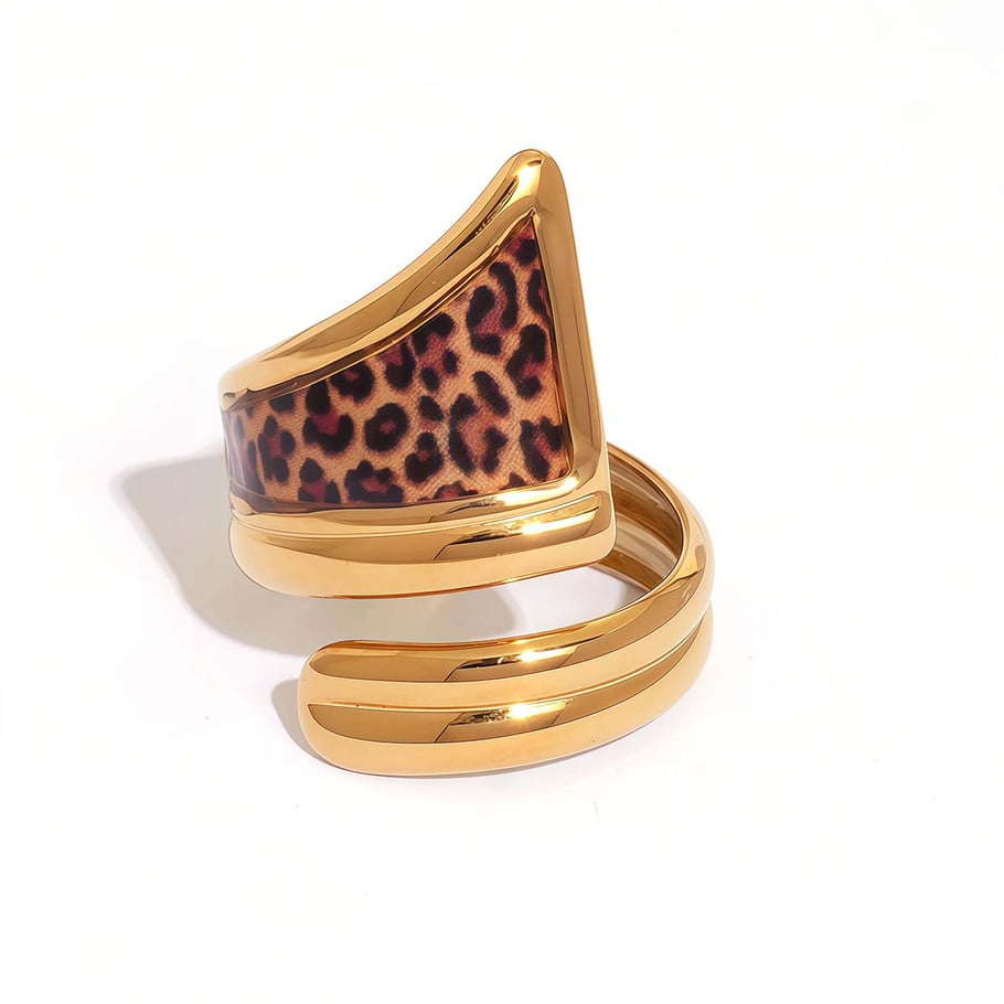 1 pezzo semplice casual leopardato anelli in acciaio inossidabile 