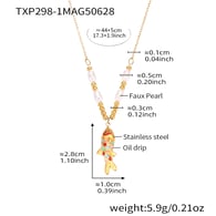 TXP298-1 Colorful fish pendant pearl necklace 44+5cm Picture6