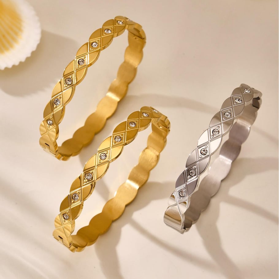 1 Piece Classic Irregular Shape Stainless Steel Gold Color Women's Bangles Picture8