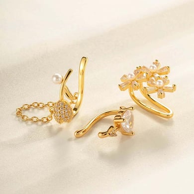 1 Piece Bow Knot Butterfly Copper Gold Color Zircon Clip-On Earring h5 Picture3