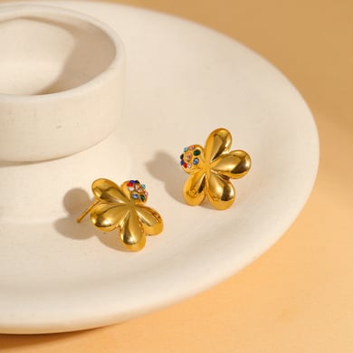 1 Pair Sweet Flower Stainless Steel Stud Earrings h5 Picture3
