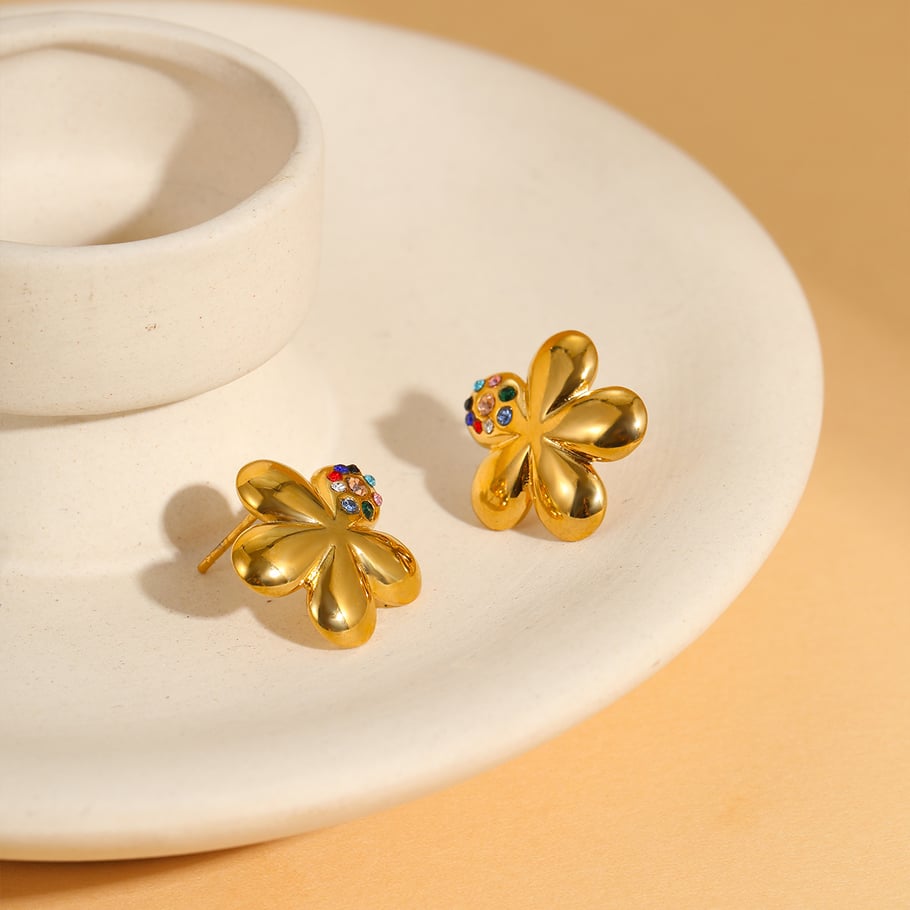 1 Pair Sweet Flower Stainless Steel Stud Earrings Picture3