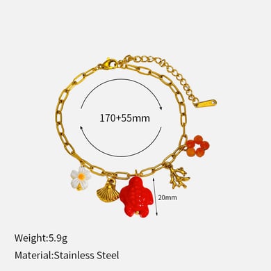 1 Stück Seestern-Charm-Armband aus Edelstahl in Goldfarbe h5 