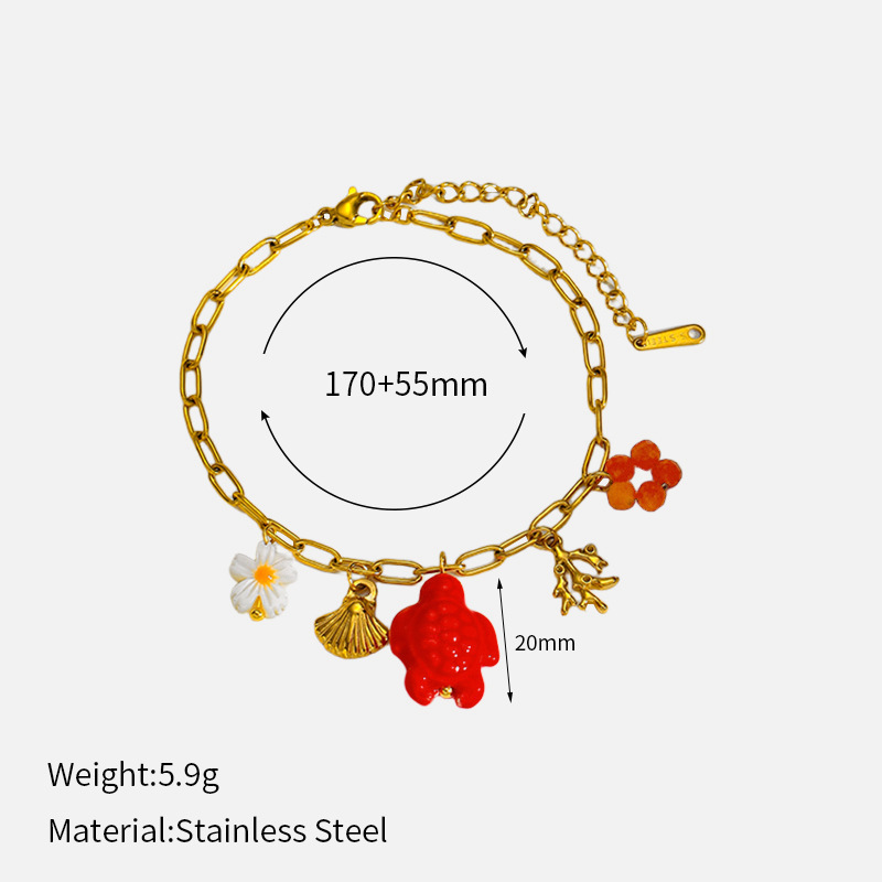 1 Stück Seestern-Charm-Armband aus Edelstahl in Goldfarbe 