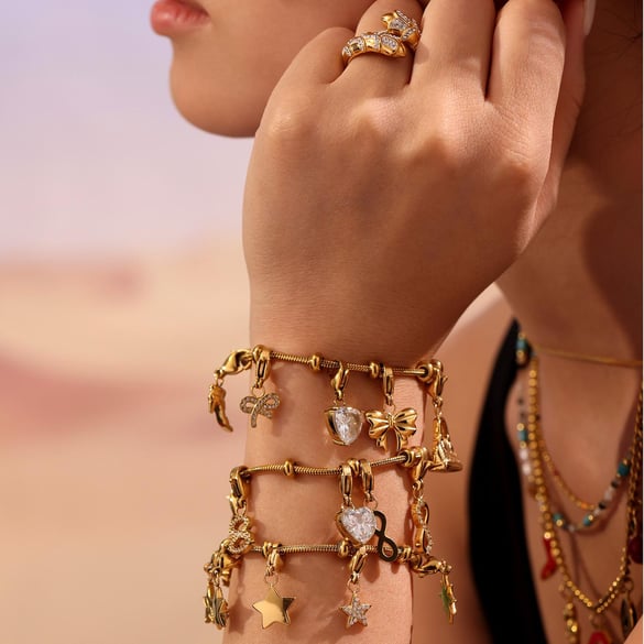 1 Piece Delicate Heart Stainless Steel Gold Color Women's Charm Bracelets