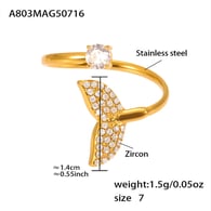 A803-Anello a coda di pesce in zircone 5A in oro - Misura 7/Numero 7 