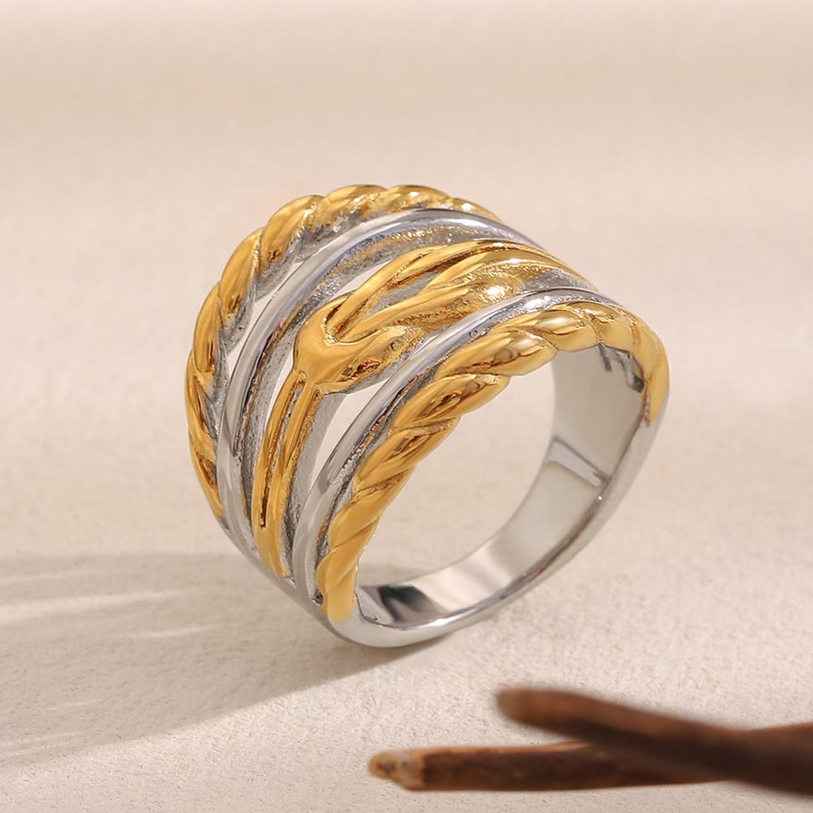 1 Piece Simple Series Casual Mixed Color Stainless Steel Statement Rings Picture3