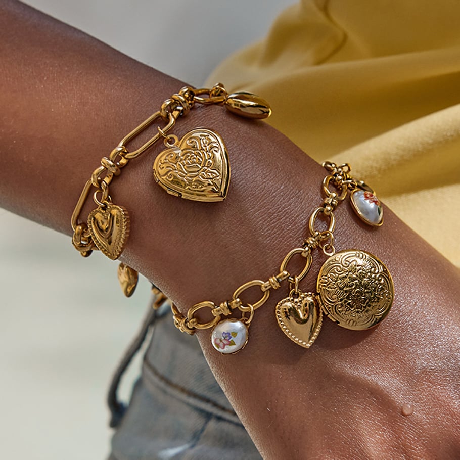1 Piece Delicte Heart Stainless Steel Gold Color Women's Charm Bracelets Picture3